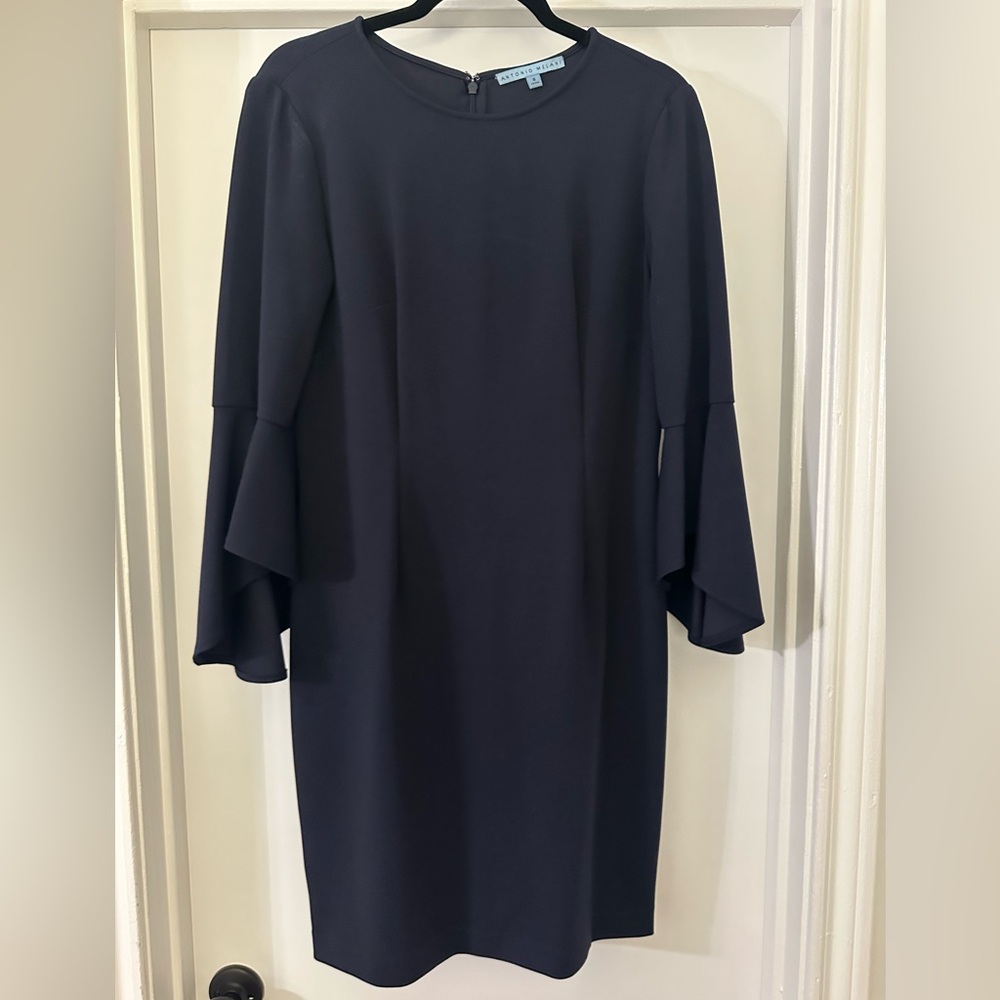 ANTONIO MELANI Navy Blue Dress with Bell Sleeves